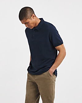 Pure Cotton Pique Polo Long Length- Navy