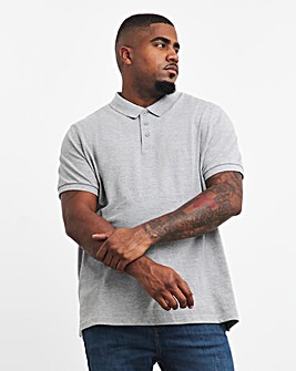 Grey Marl Pique Polo Reg
