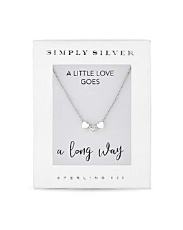 Simply Silver Sterling Silver 925 White Cubic Zirconia Heart Pendant Necklace