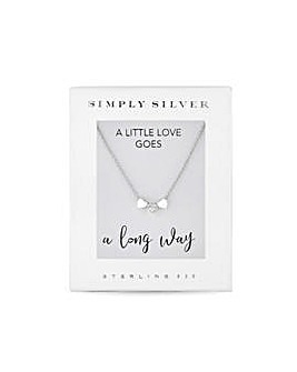Simply Silver Sterling Silver 925 Cubic Zirconia Heart Necklace - Gift Boxed