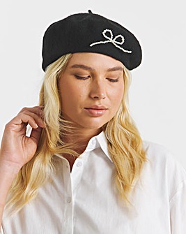 Pearl Bow Detail Beret