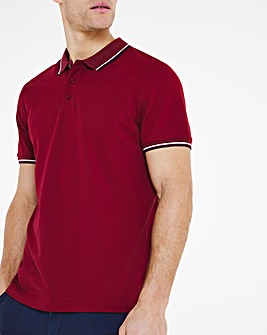 Wine Pique Tipped Polo Long