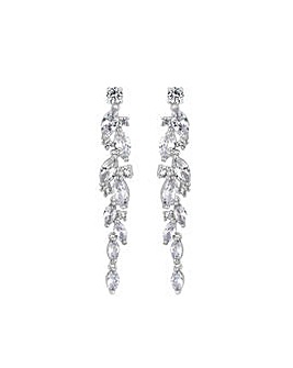 Jon Richard Silver Plated Clear Navette Charlotte Drop Earrings