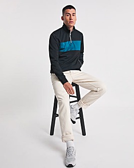 Colour Block 1/4 Zip Funnel Sweatshirt Regular