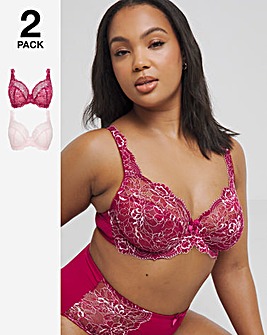 2 Pack Ella Lace Wired Balcony Bras