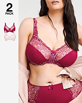 Pretty Secrets 2 Pack Ella Lace Full Cup Non Wired Bras B-H