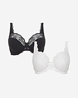 2 Pack Ella Lace Wired Non Padded Balcony Bras B-F