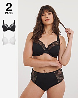2 Pack Ella Lace Wired Non Padded Balcony Bras