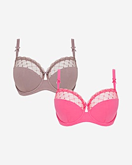 Pretty Secrets 2 Pack Rachel Mink/Pink Balcony Bras B-G