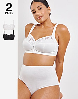 2 Pack Elana Full Cup Front Fastening Bras B-F - Black/White