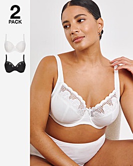 2 Pack Elana Wired Full Cup Bras B-F - Black/White