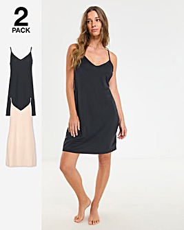 Pretty Secrets 2 Pack Full Slips Length 36in - Black/Almond