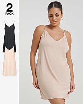 Pretty Secrets 2 Pack Full Slips Length 36in - Black/Almond