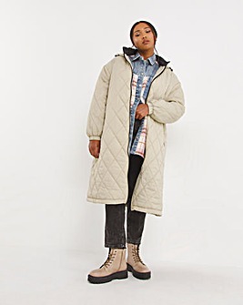Stone Parachute Quilted Coat