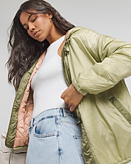 Sage Quilt Lined Parachute Bomber Jacket