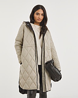 Stone Adjustable Waist Quilted Coat