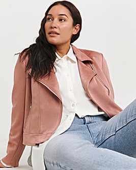 Pink Suedette Biker Jacket