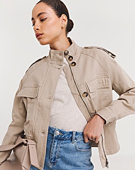 Stone Relaxed Utility Jacket