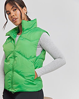 Green Zigzag Padded Puffer Gilet