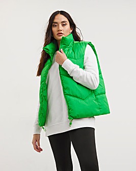 Green Zigzag Padded Puffer Gilet