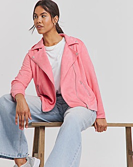 Pink Suedette Biker Jacket