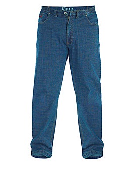 D555 Bailey Relaxed Comfort Fit Stretch Jeans With Elasticated Waist Blue