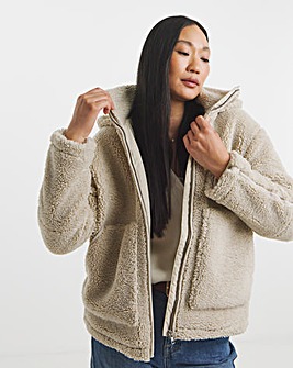 Cream Short Lined Borg Jacket