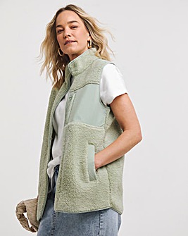 Green Lightweight Lined Borg Gilet