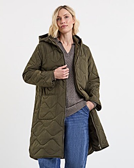 Khaki Longline Quilted Coat