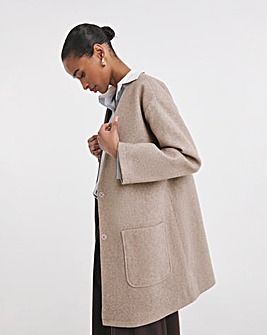 Mushroom Wool Collarless Coat