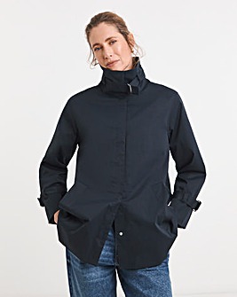 Navy Funnel Neck Trench Coat