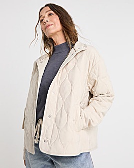 Neutral Washed Quilted Short Jacket