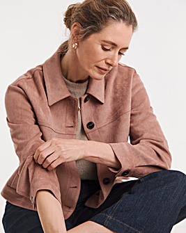 Blush Suedette Trucker Jacket