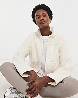 Cream Nylon Pocket Borg Jacket
