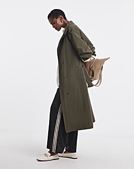 Khaki Funnel Neck Trench Coat