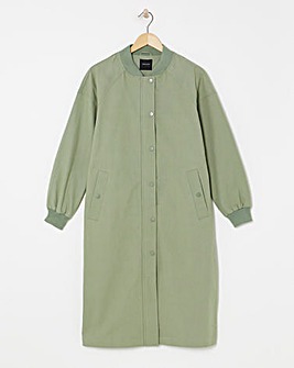 Khaki Longline Bomber Jacket