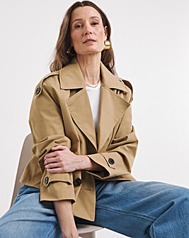 Camel Cropped Trench Coat