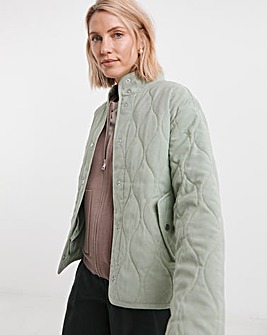 Neutral Washed Quilted Short Jacket