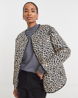 Leopard Print Quilted Jacket