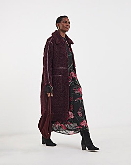 Wine Maxi Teddy Faur Fur Coat