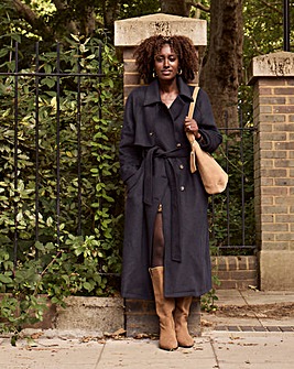 Navy Wool Blend Trench Coat