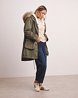 Anthology Khaki Cotton Parka Coat