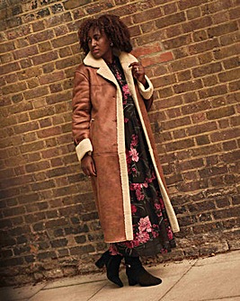 Tan Maxi Shearling Coat