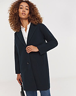 Navy Button Front Lined Coatigan