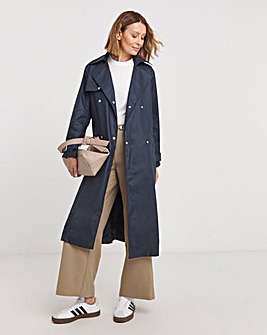 Navy Coated Trench Coat