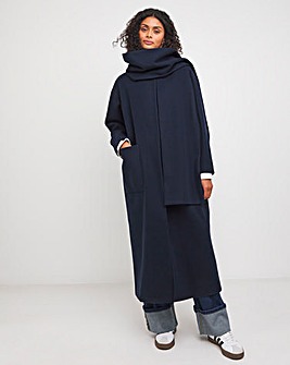 Navy Longline Scarf Coat