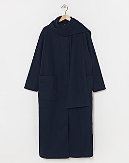 Navy Longline Scarf Coat