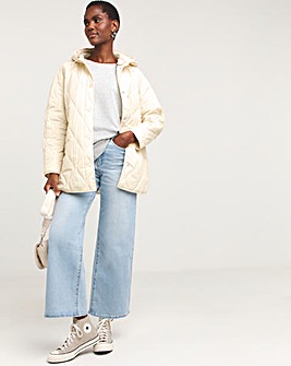 Cream Short Quilted Coat