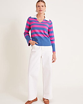 Monsoon Shay Stripe Collared Jumper