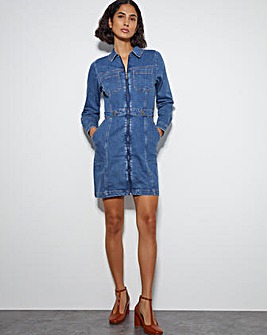 Monsoon Margo Long Sleeve Denim Mini Dress